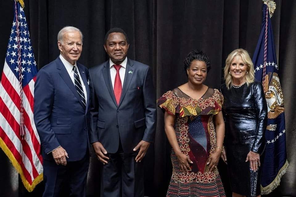 President Hichilema and First Lady Mutinta with US President Biden and Dr Jill Biden at the UNGA 77 Reception, New York