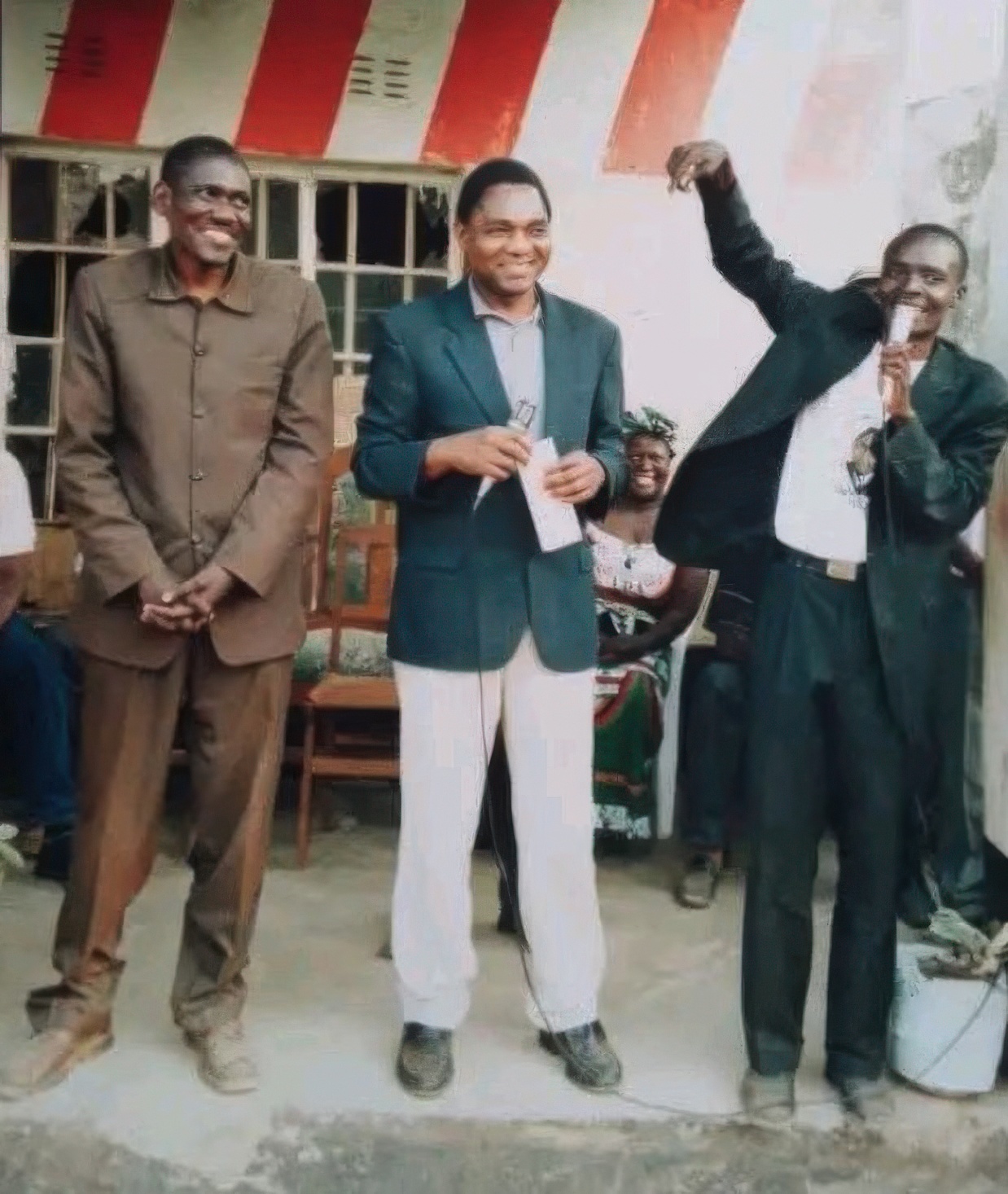 Hakainde Hichilema with Political Adviser Levy Ngoma and Charles Banda at a UPND Campaign Rally