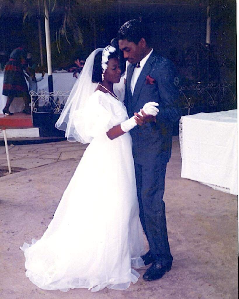 HH dancing with wife Mutinta on their wedding day